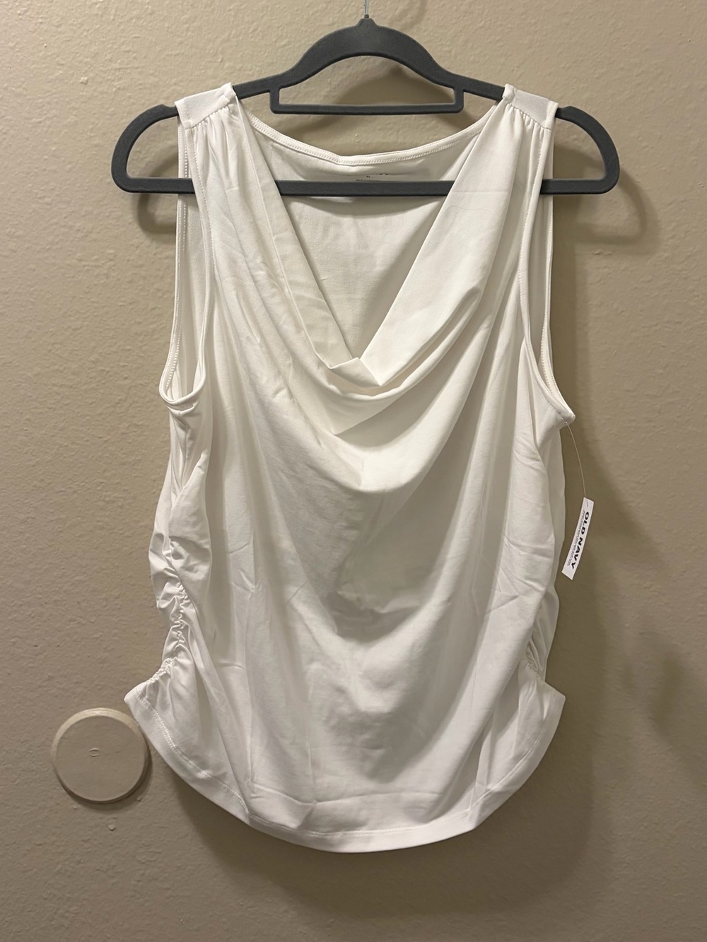 White Sleeveless Cowl KnitTop